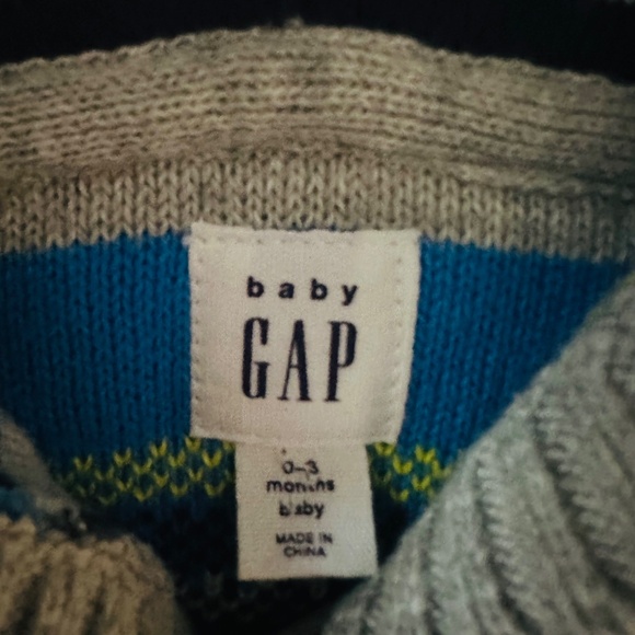 Gap 0-3 Months Baby Boy Hooded Cardigan Car Print Blue Gray - Picture 2 of 3